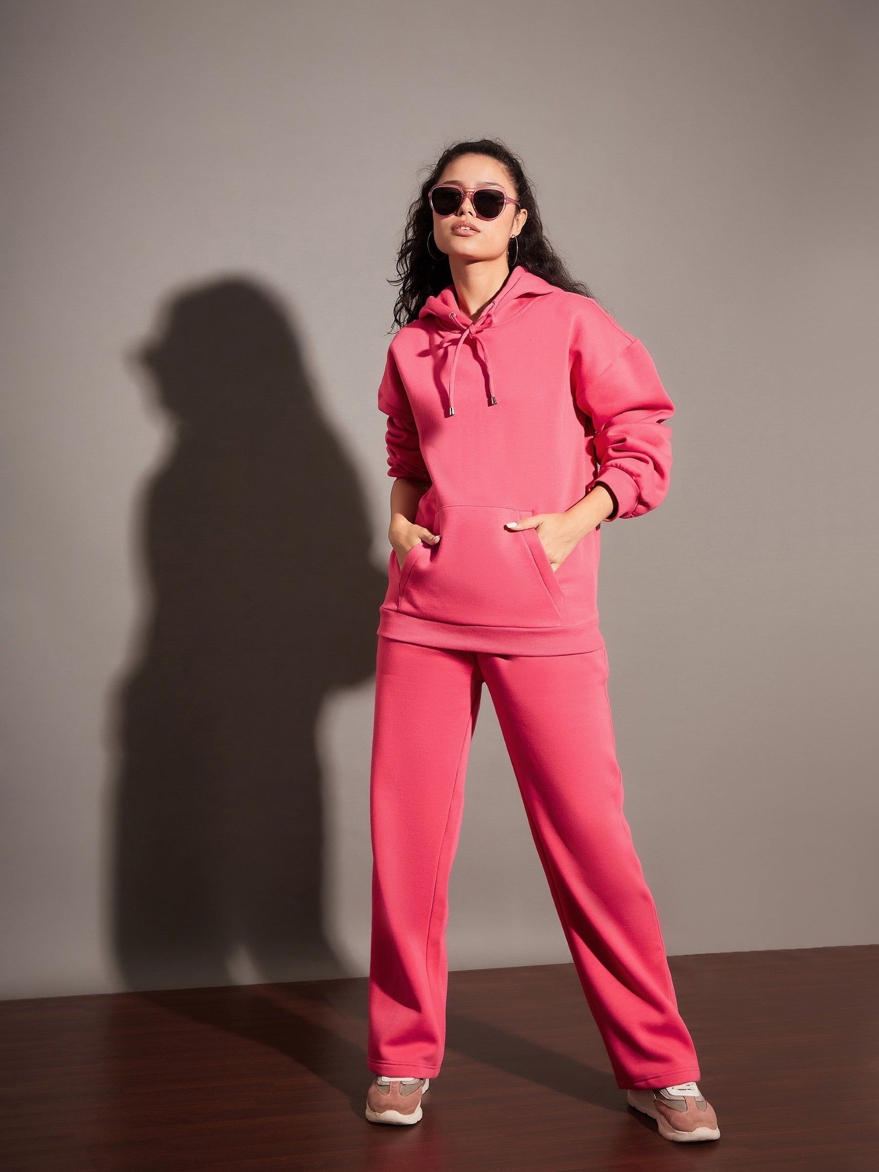 Pink Fleece Track Pants-SASSAFRAS