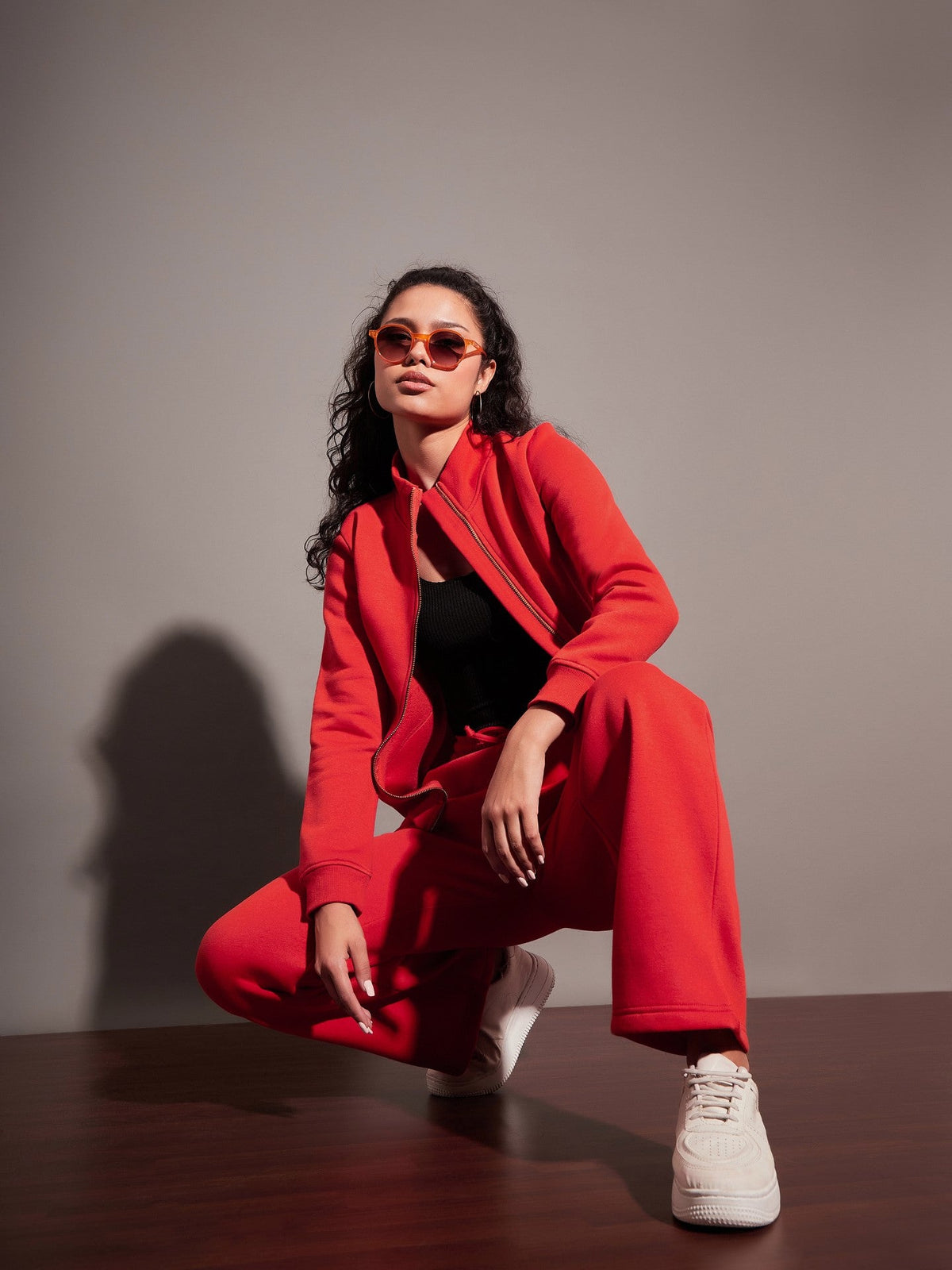 Red Fleece Track Pants-SASSAFRAS