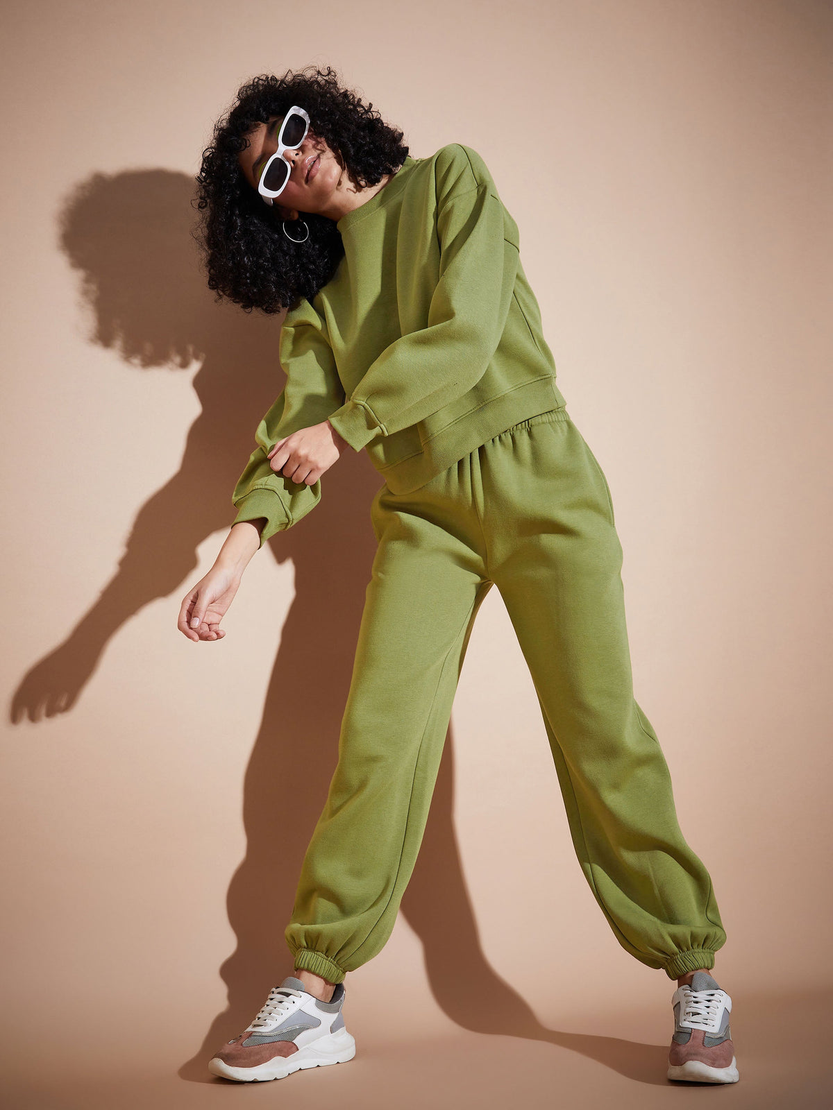 Olive Premium Fleece Baggy Joggers-SASSAFRAS BASICS
