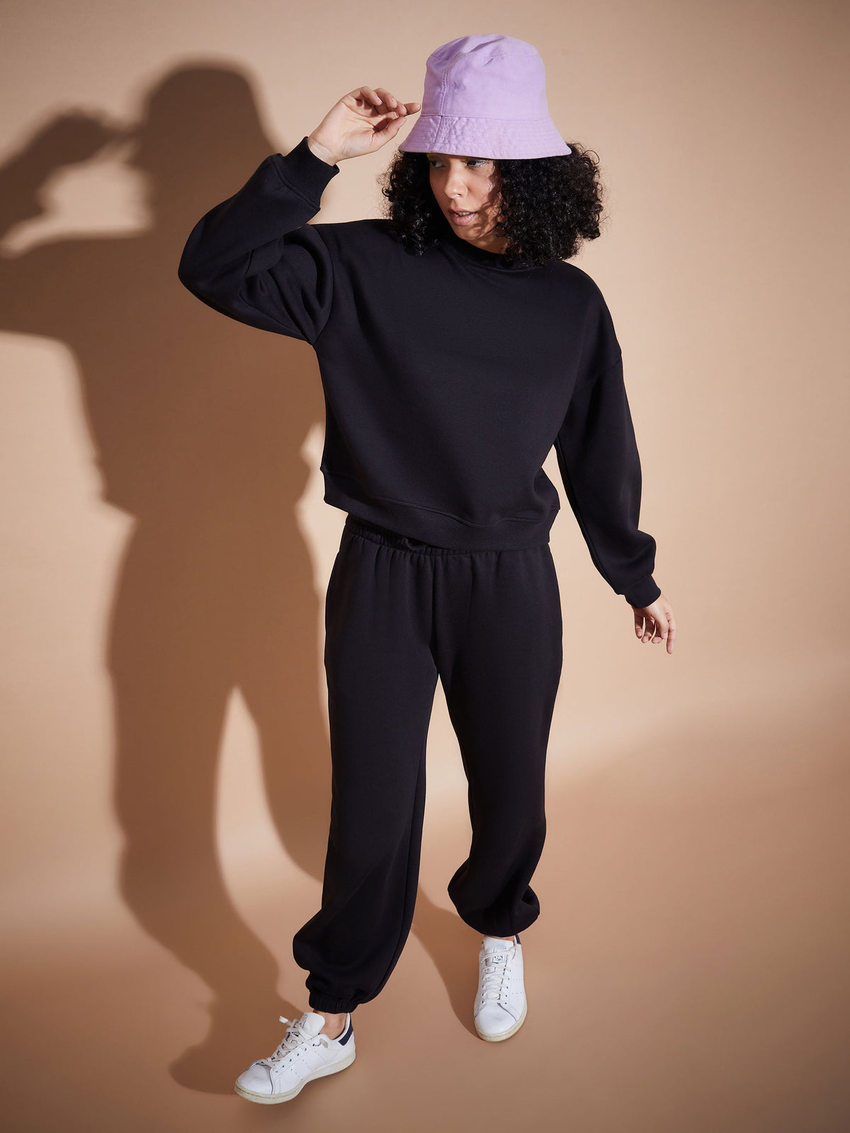 Black Premium Fleece Baggy Joggers-SASSAFRAS BASICS