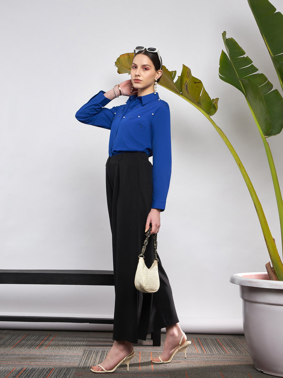 Black Front Pleated Loose Fit Korean Pants-SASSAFRAS