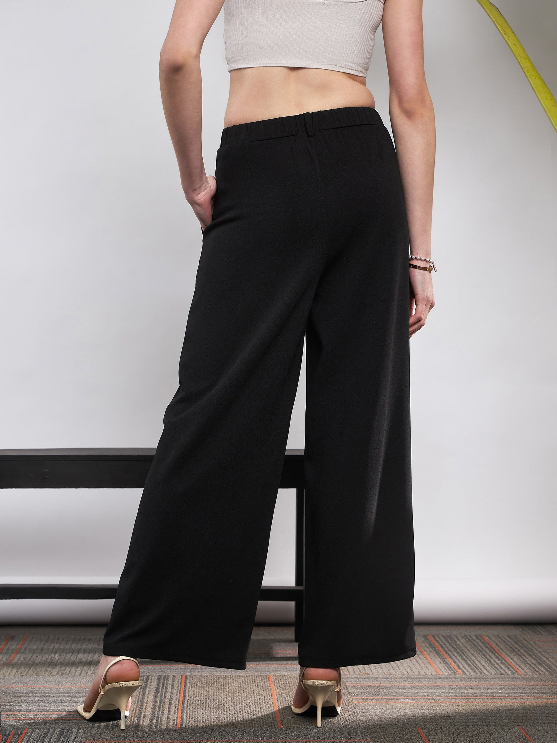 Black Front Pleated Loose Fit Korean Pants-SASSAFRAS