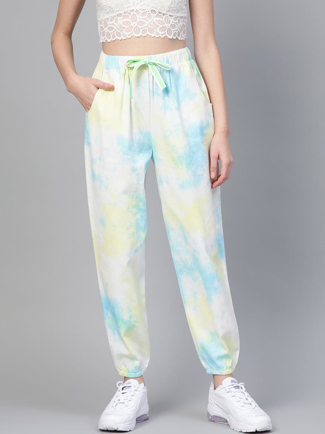 Yellow Blue Tie-Dye Twill Jogger