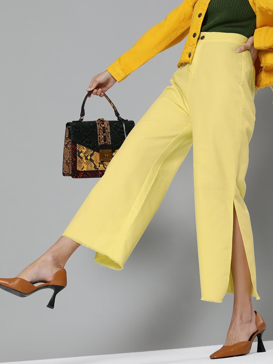 Buy Women Yellow Side Slit Pants Online At Best Price 