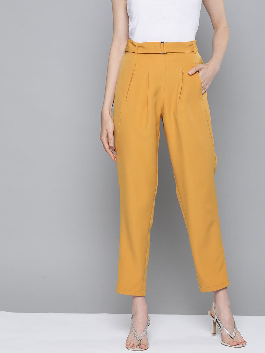 Mustard Tapered Pants-Pants-SASSAFRAS