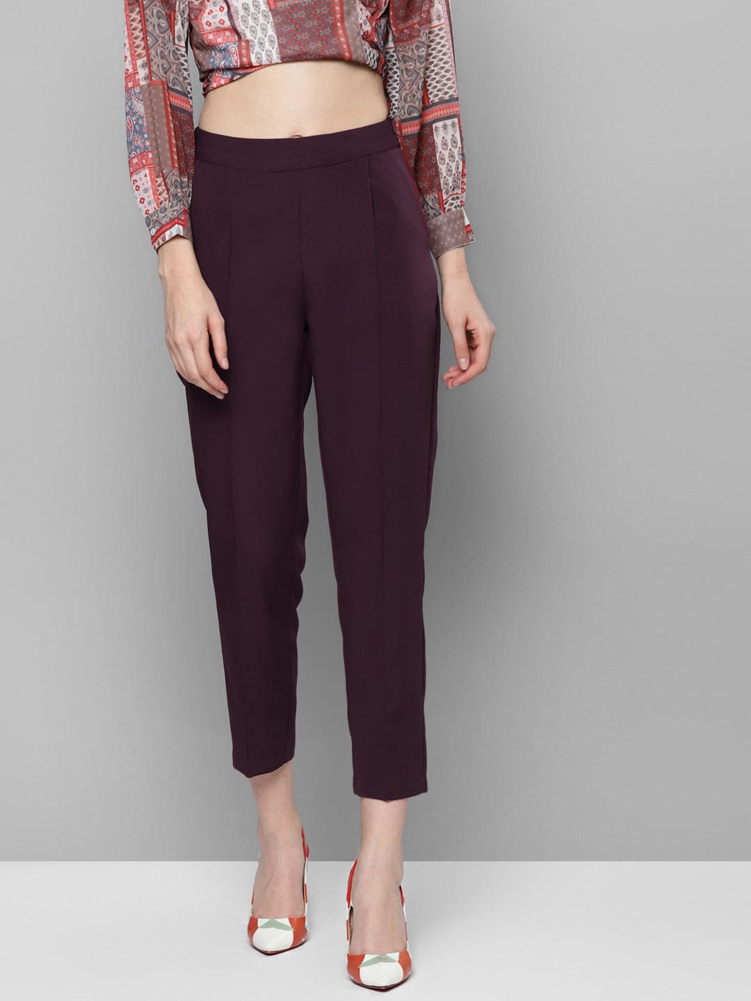 Burgundy Tailored Fit Pants-Pants-SASSAFRAS
