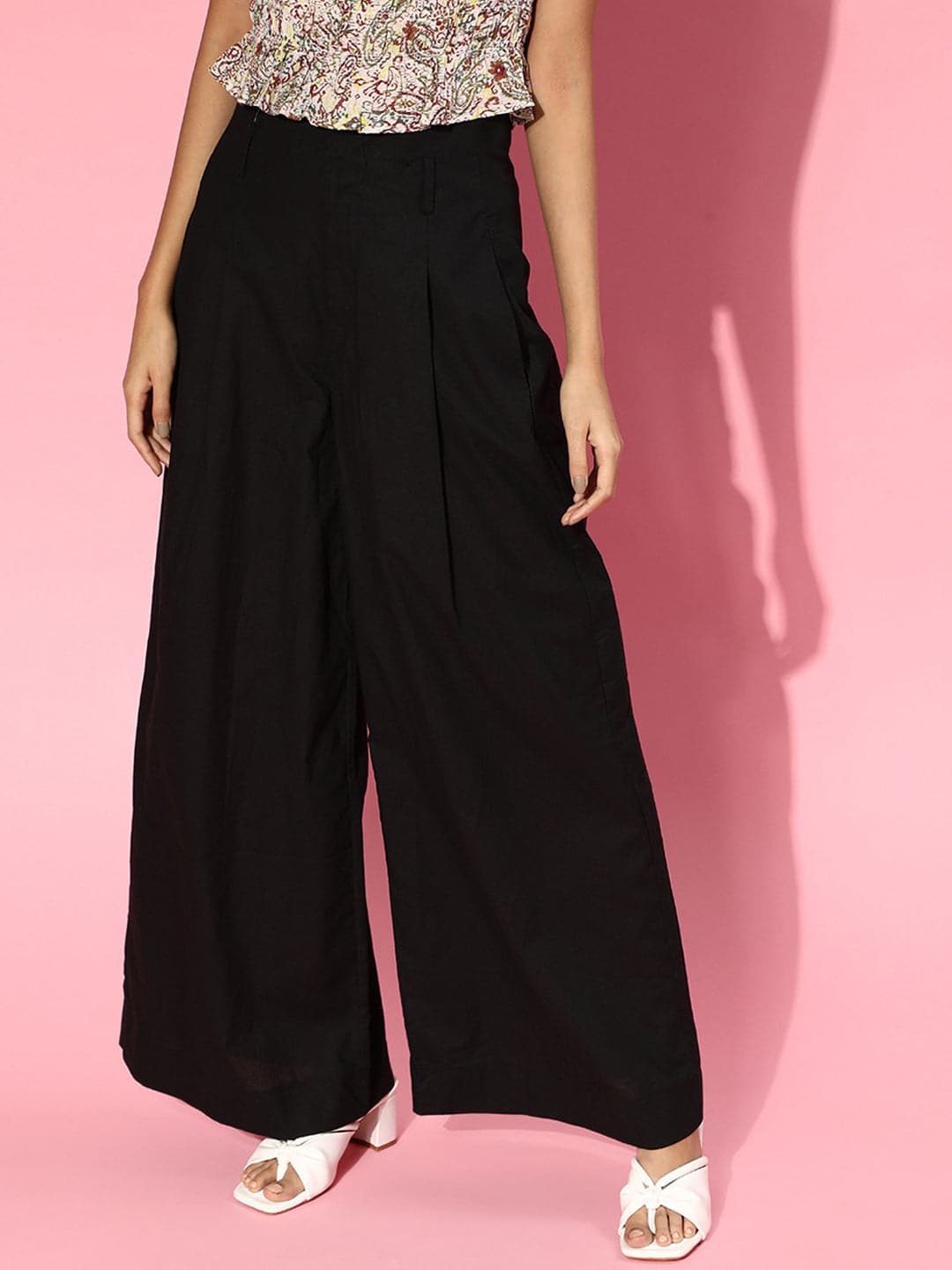 Black Wide Leg Pants With High Front Slits, Black High Waist Palazzo Pants  for Women, Special Event Women's High Rise Pants 