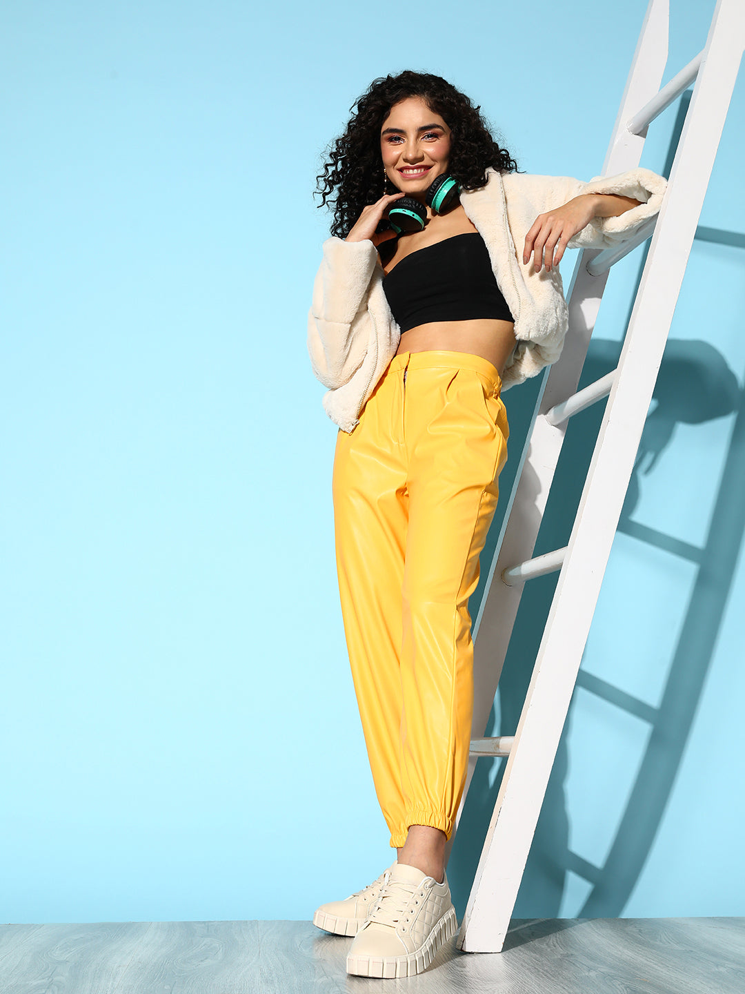 Yellow PU Joggers-SASSAFRAS