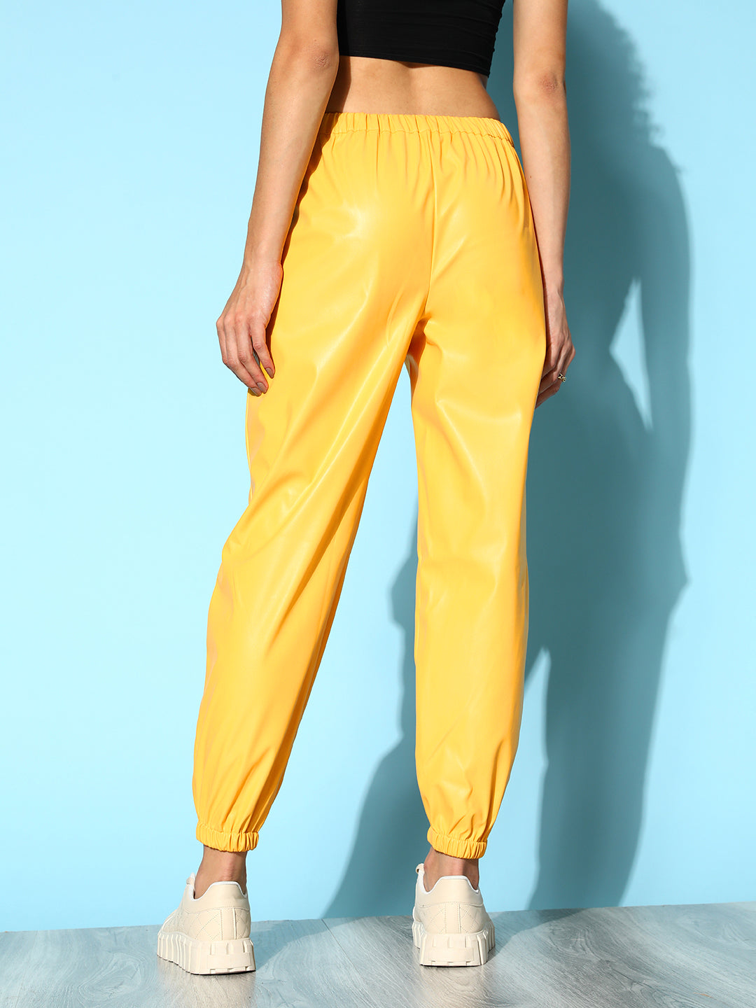Yellow PU Joggers-SASSAFRAS