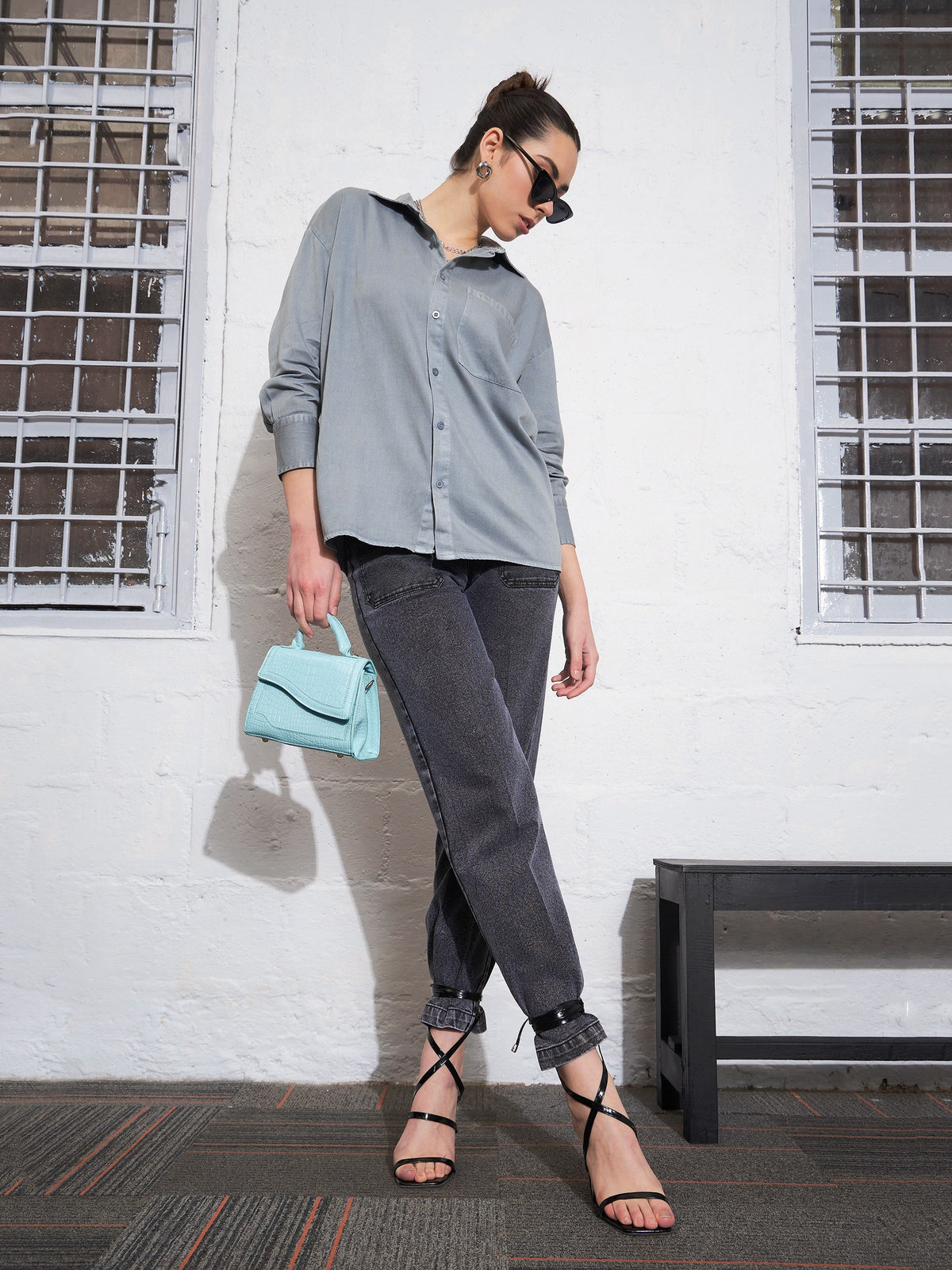Light Blue Cotton Twill Oversized Shirt -SASSAFRAS
