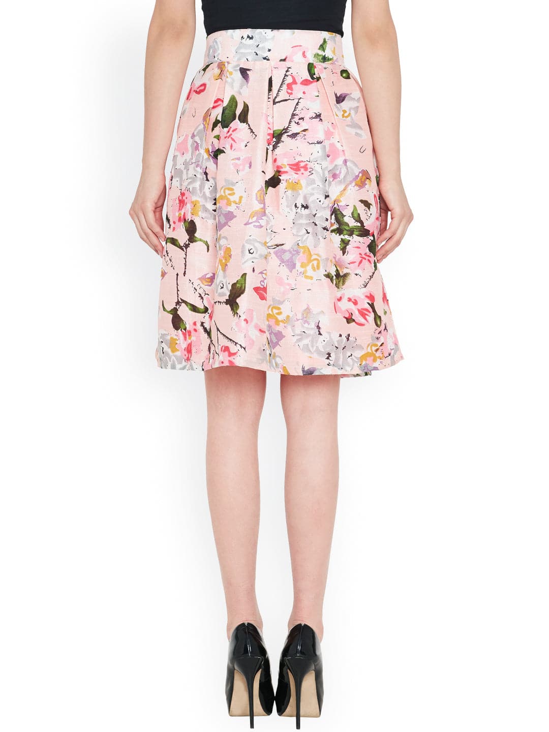 Pink Floral Silk Skirt-Skirts-SASSAFRAS