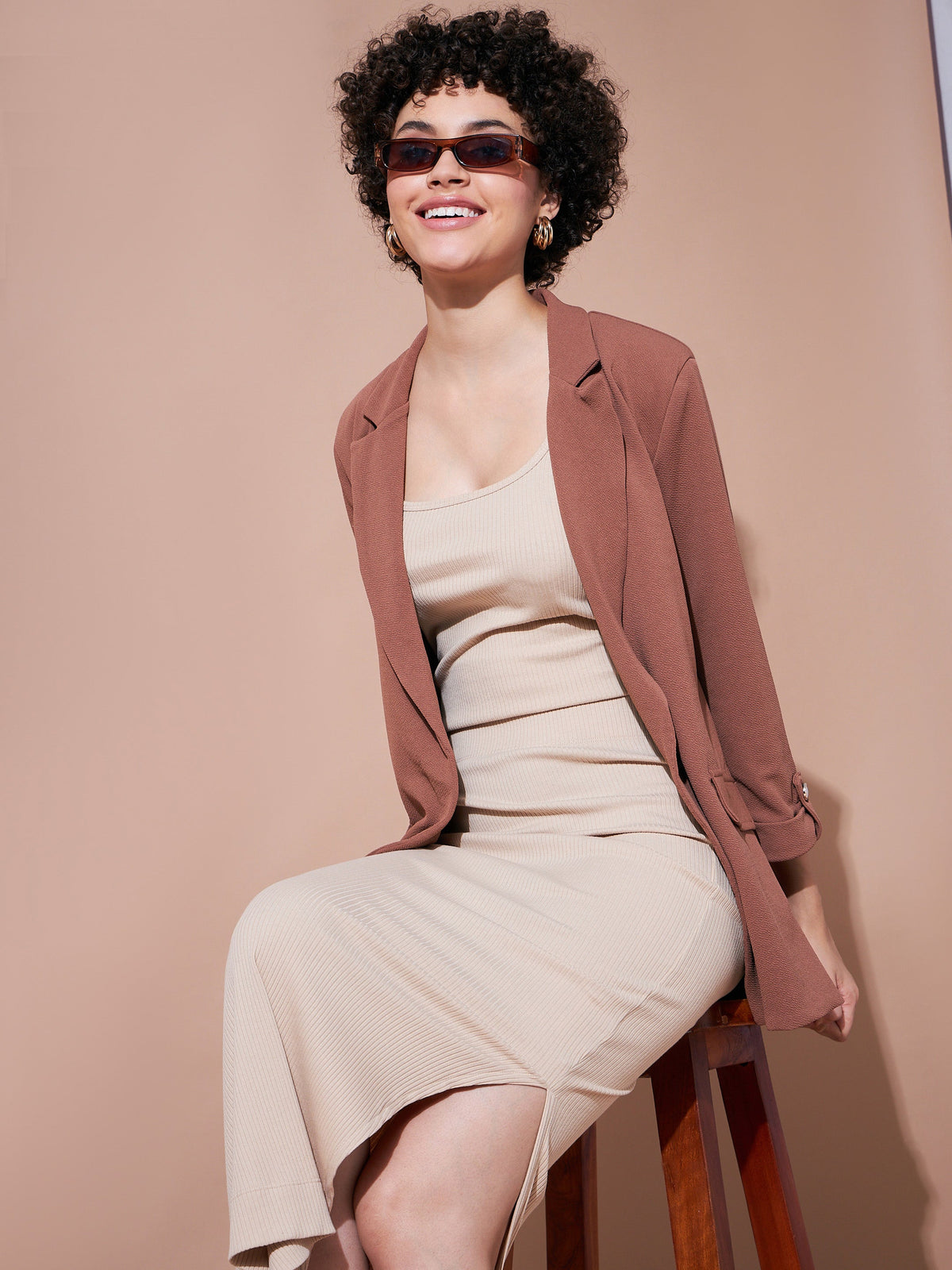 Beige Rib Pencil Skirt-SASSAFRAS BASICS