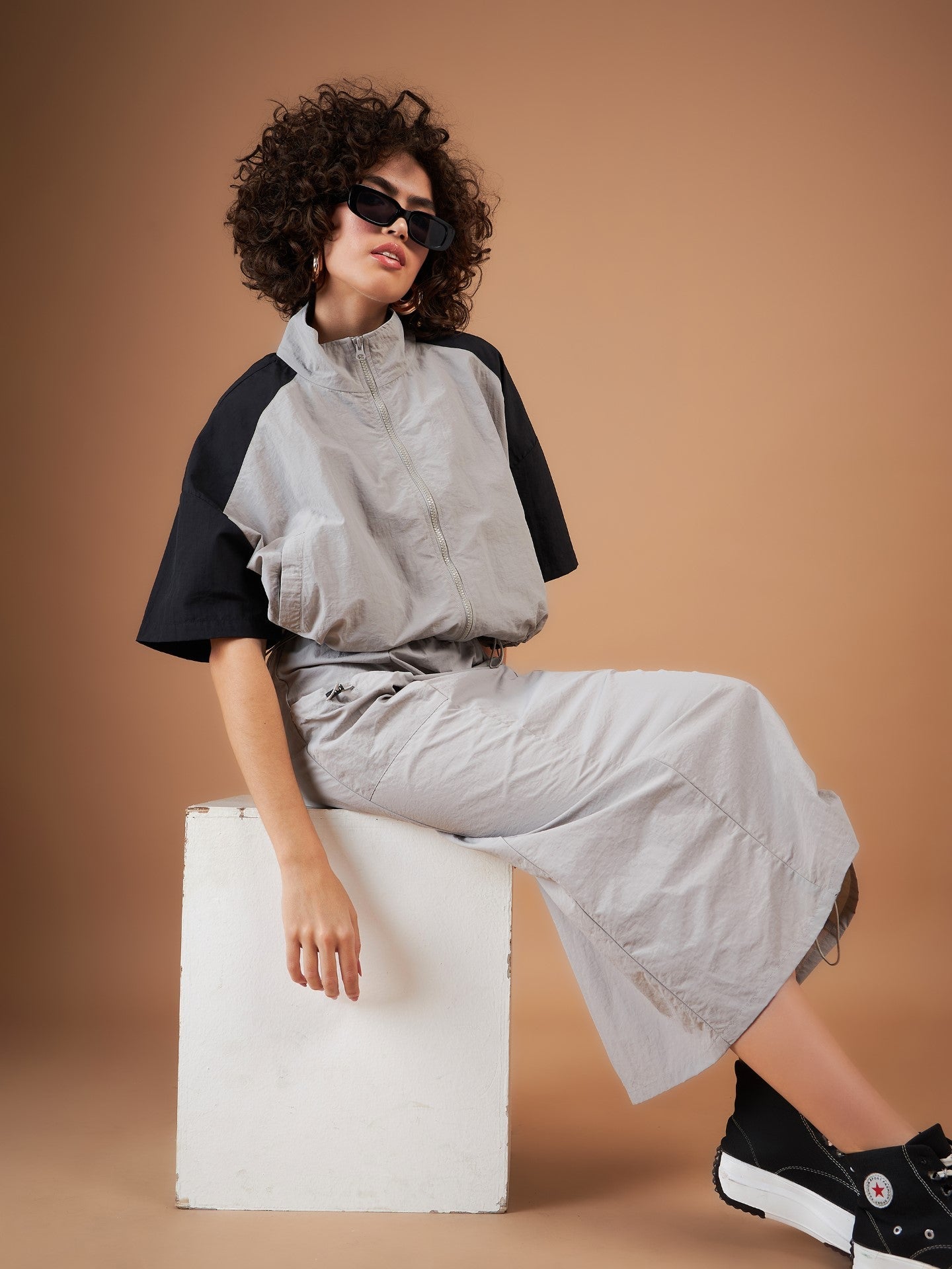 Light Grey Side Ruched Parachute Skirt-SASSAFRAS