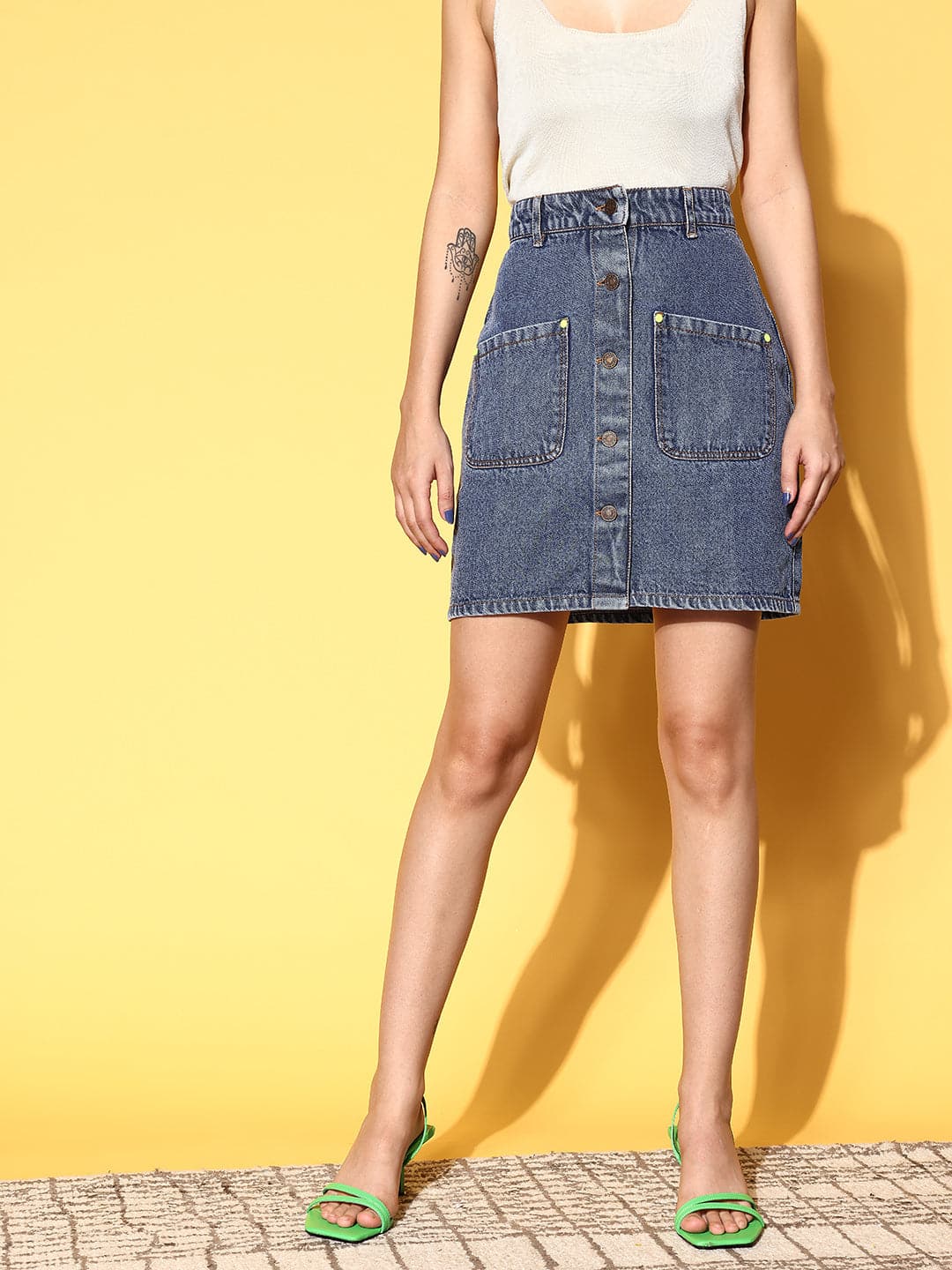 Denim mini skirt online india sale