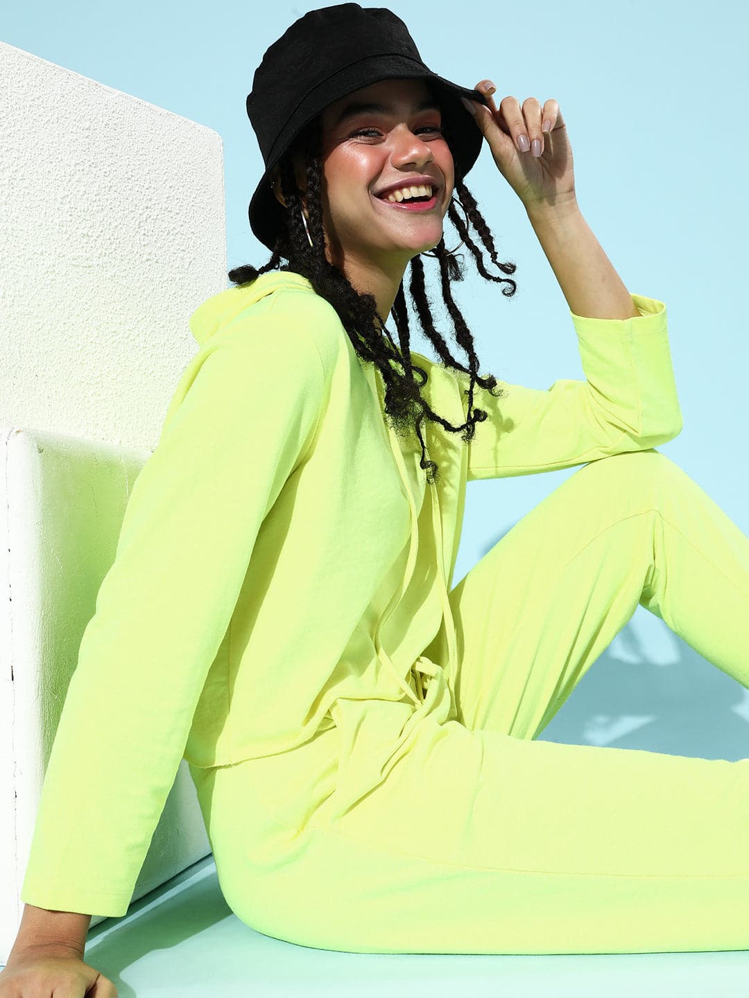 Neon yellow crop outlet hoodie