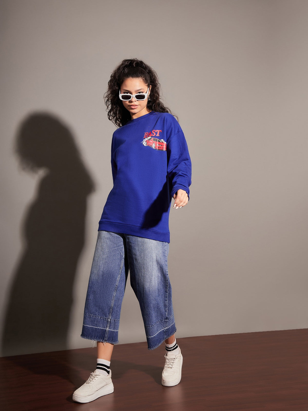 Royal Blue GOING NOWHERE Oversized Sweatshirt-SASSAFRAS