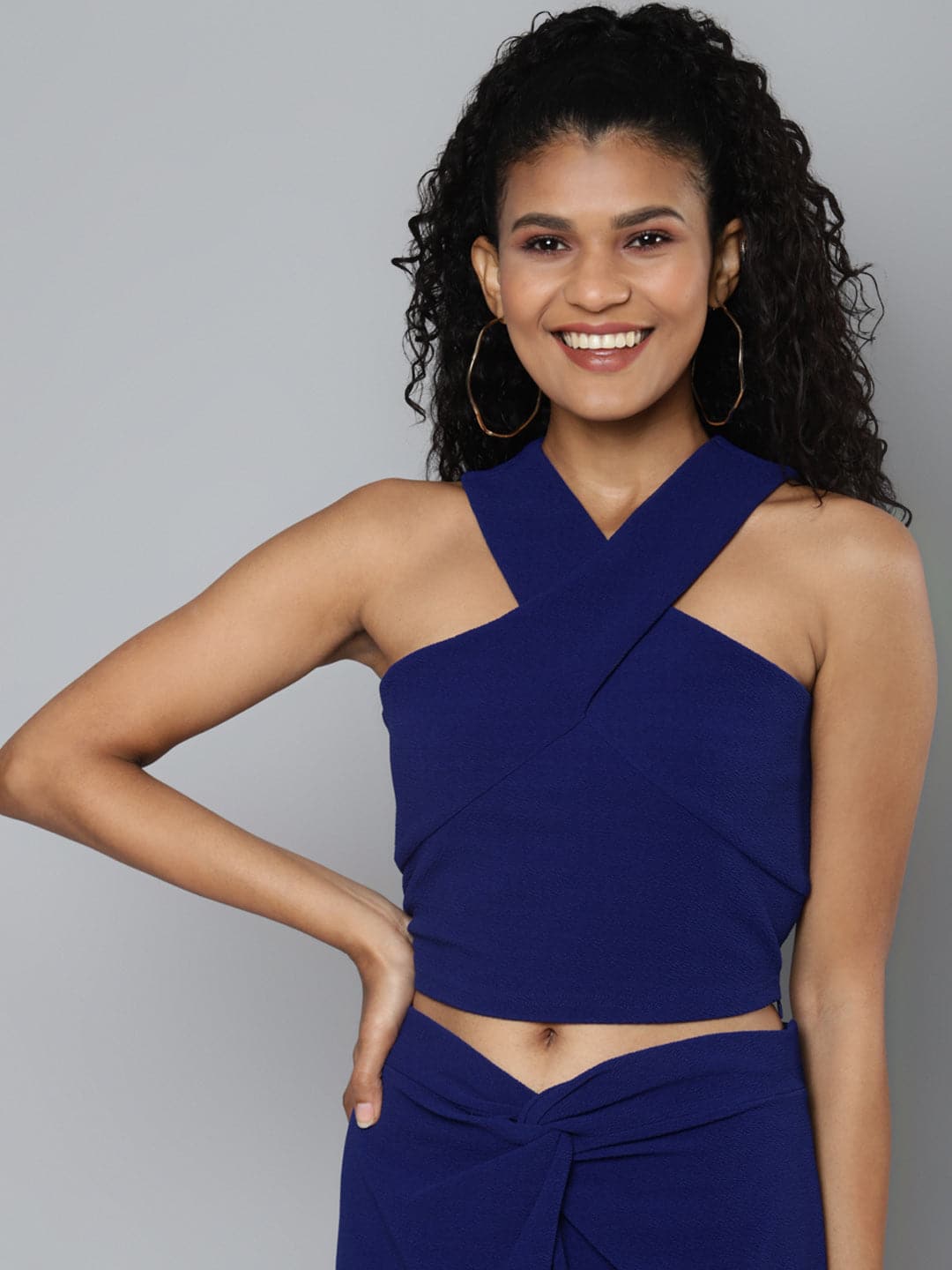 Royal Blue Halter Neck Top-Tops-SASSAFRAS