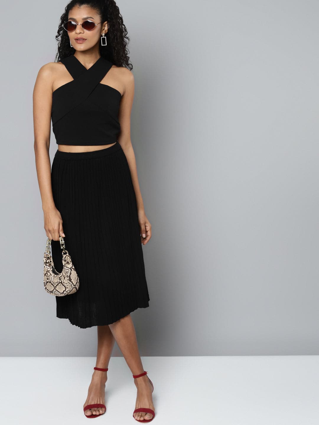 Black Halter Neck Top-Tops-SASSAFRAS