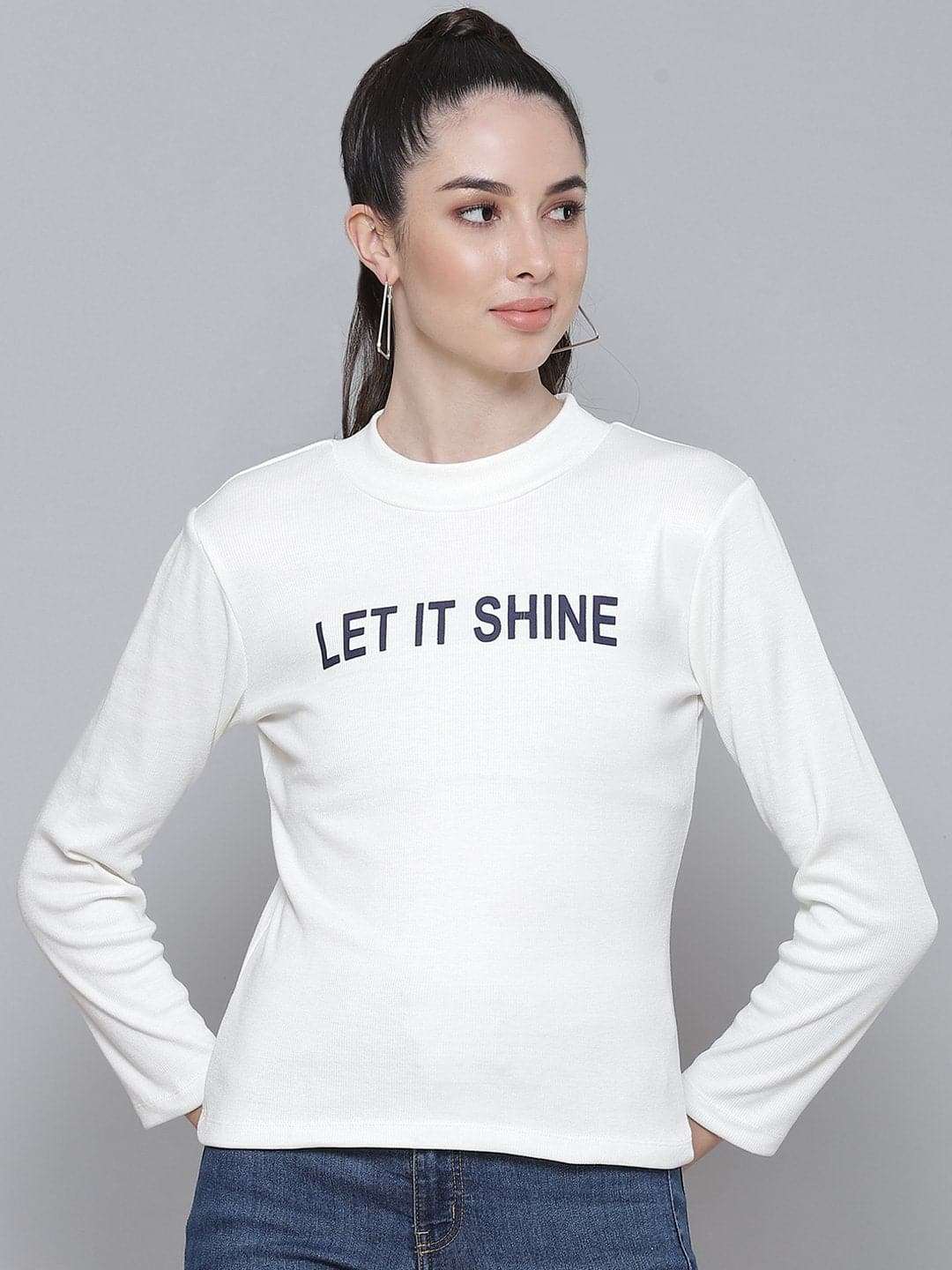 White Rib LET IT SHINE High Neck Top-Tops-SASSAFRAS
