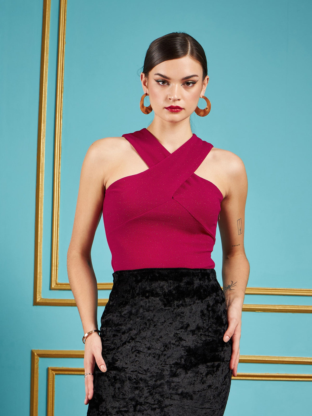 Red Halter Neck Top-SASSAFRAS