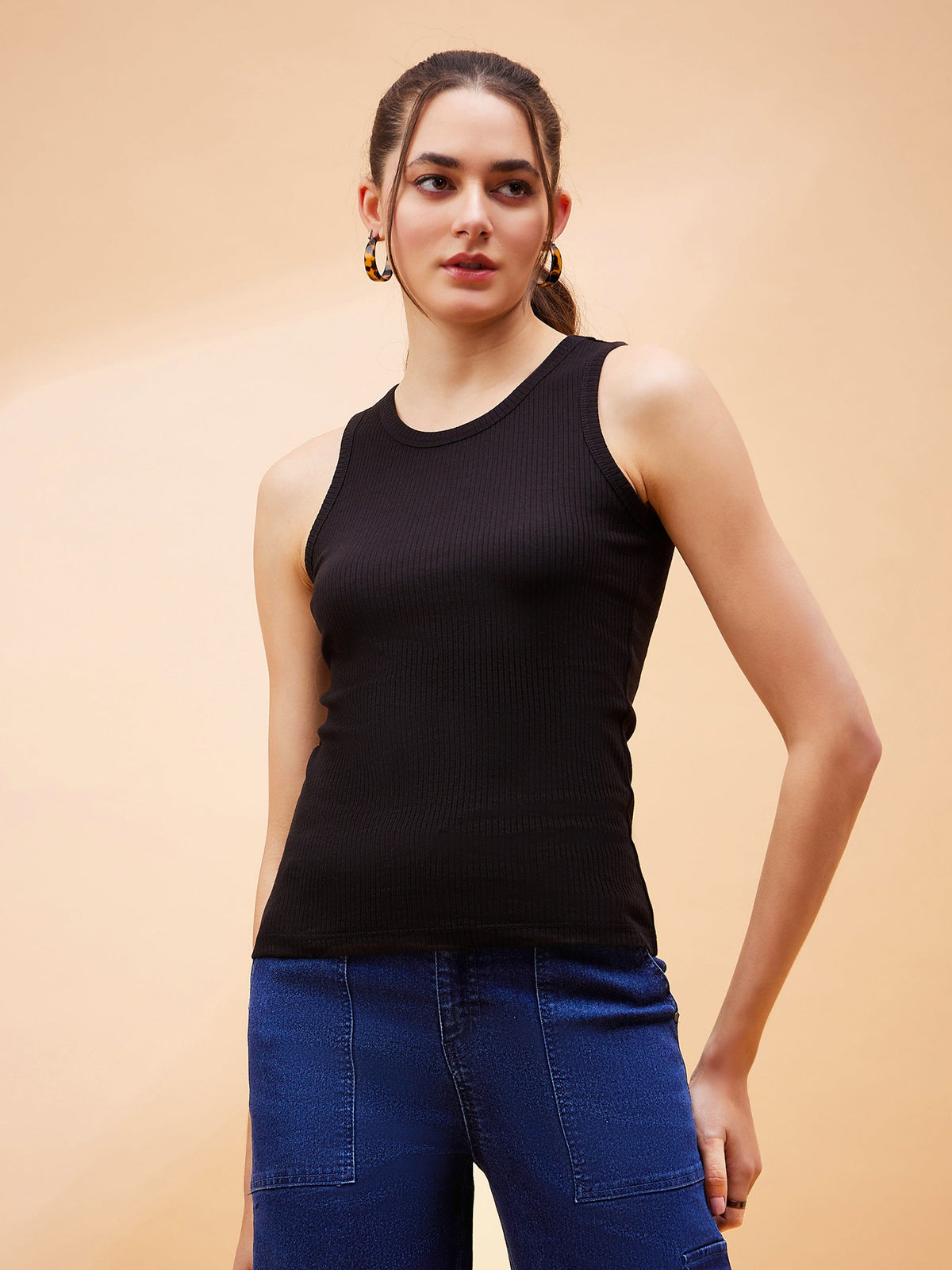 Black Rib Sleeveless Basic Top-SASSAFRAS BASICS