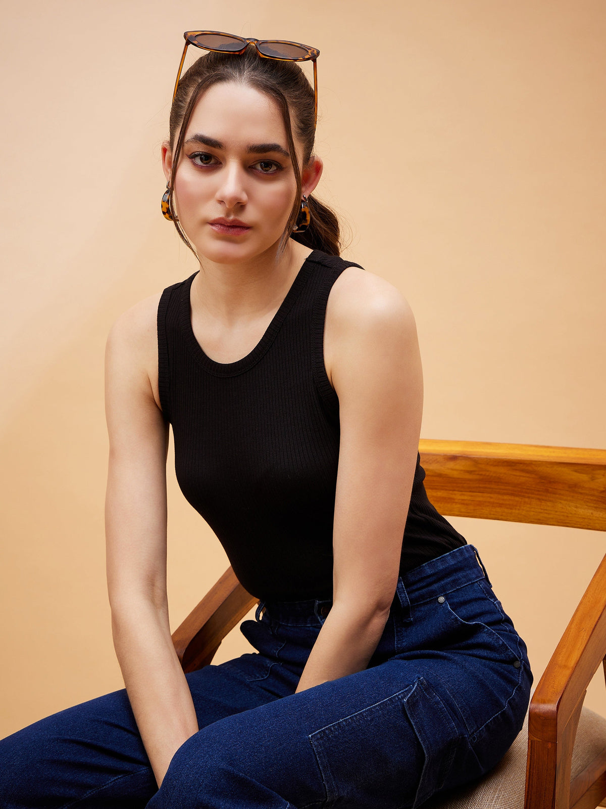 Black Rib Sleeveless Basic Top-SASSAFRAS BASICS