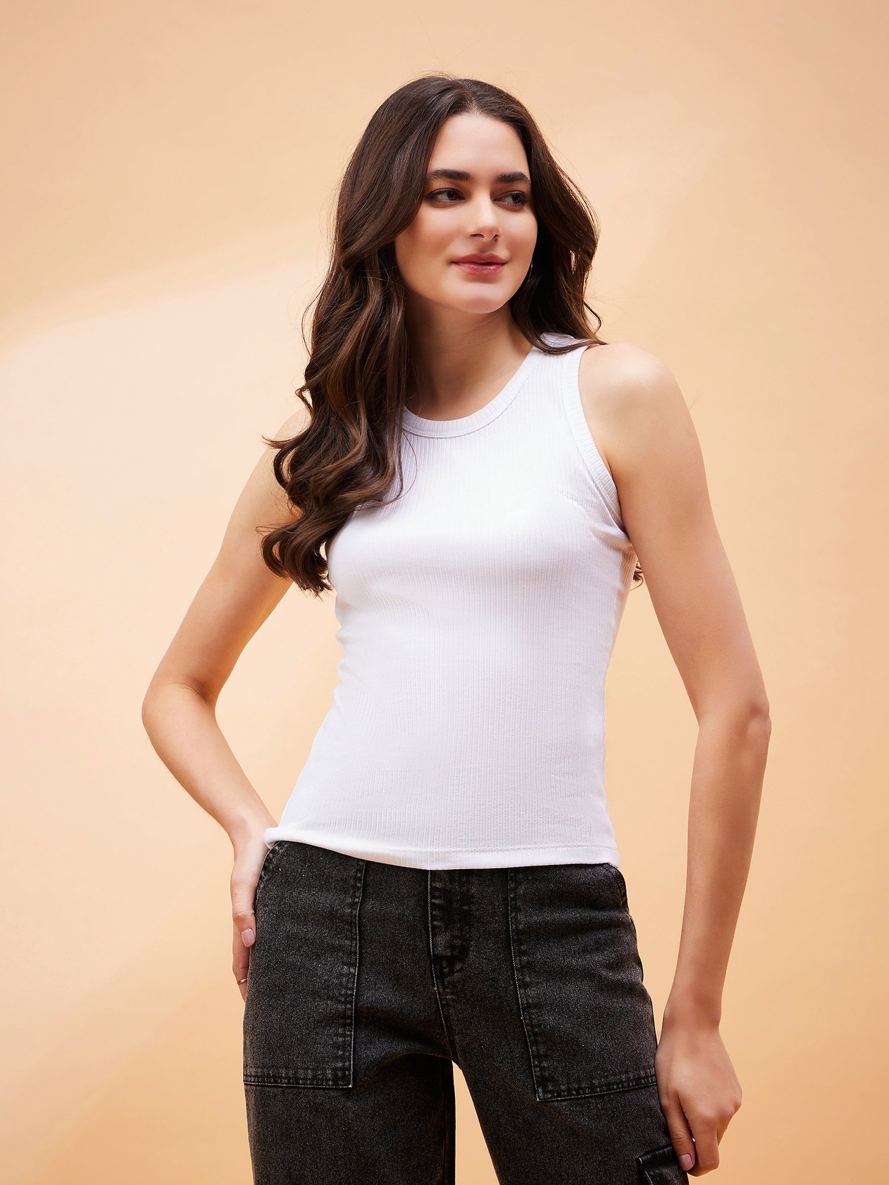 White Rib Sleeveless Basic Top-SASSAFRAS BASICS