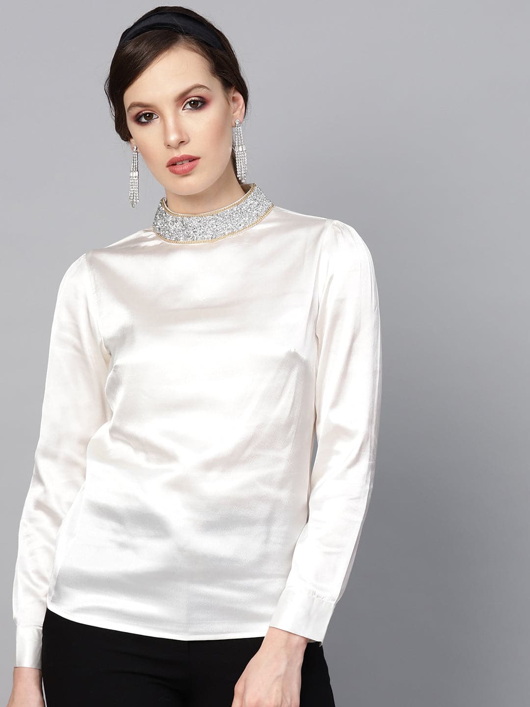 Off white cheap satin blouse