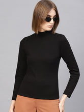 Black High Neck Rib Top-Tops-SASSAFRAS