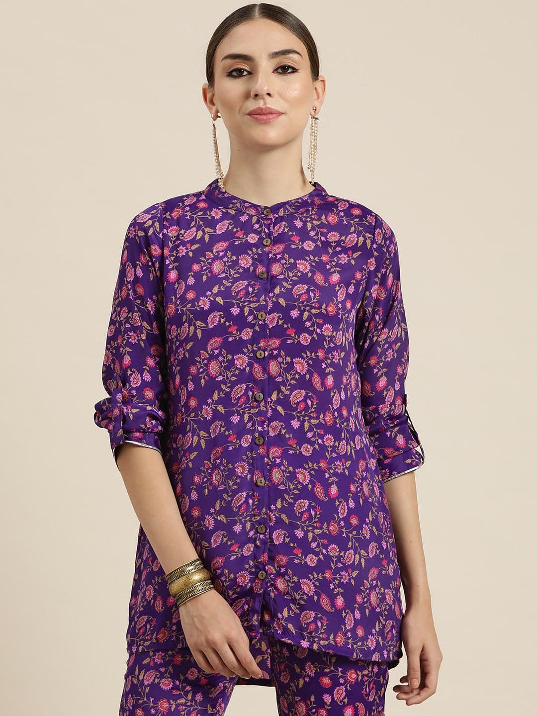 purple floral shirt womens