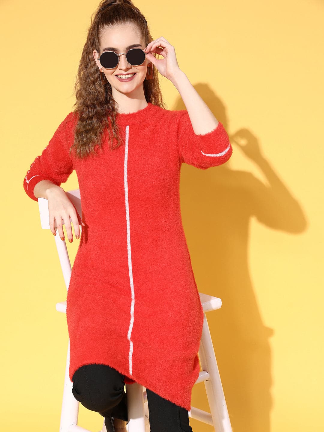 Red Hair Wool Long Sweater-Shae by SASSAFRAS