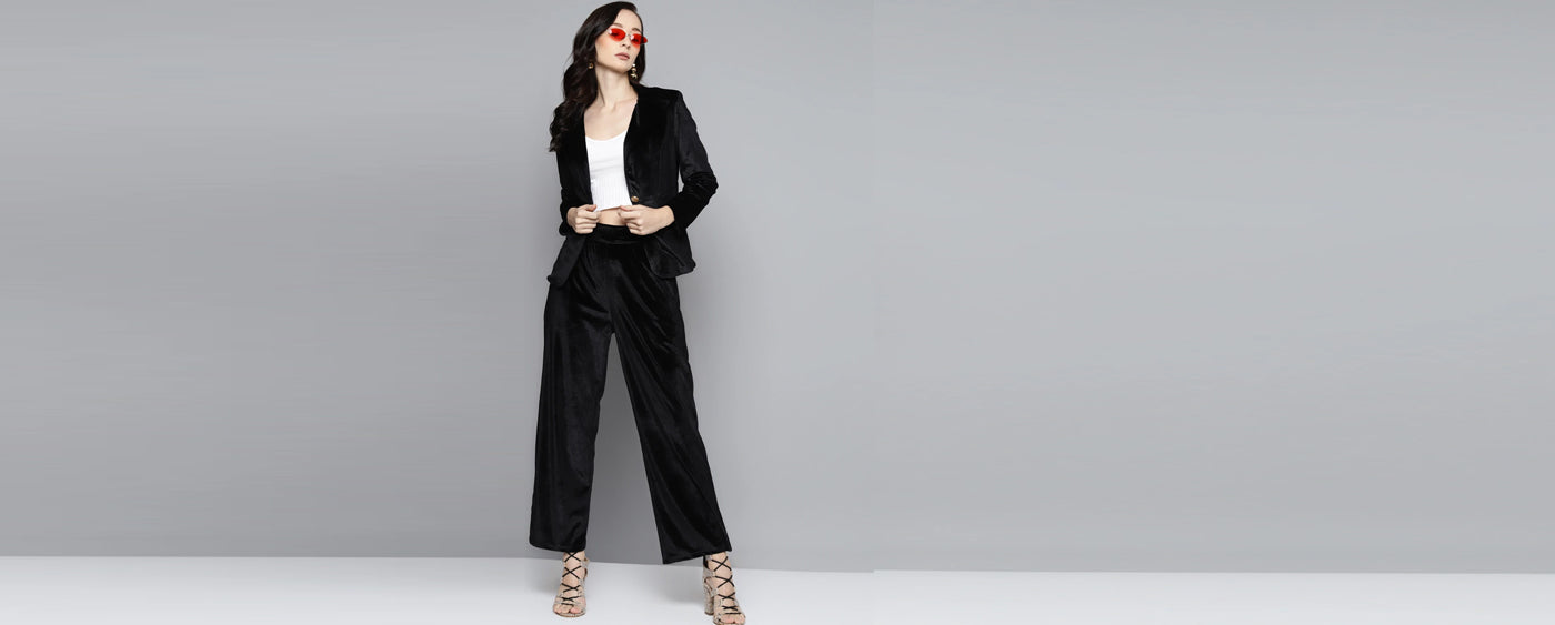 BLACK VELVET BLAZER  WITH PANT