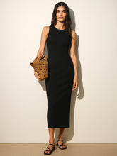Black Rib Back Cut-Out Midi Dress-SASSAFRAS