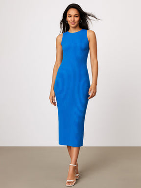 Royal Blue Rib Back Cut-Out Dress-SASSAFRAS