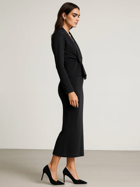 Black Strappy Bodycon Dress With Shrug-SASSAFRAS