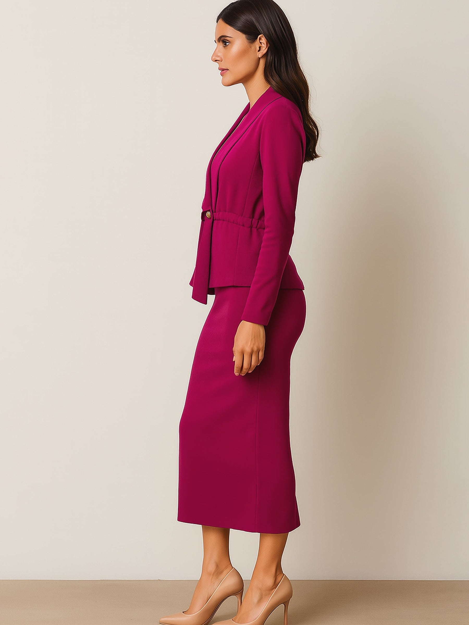 Fuchsia Strappy Bodycon Dress With Shrug-SASSAFRAS