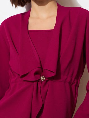 Fuchsia Strappy Bodycon Dress With Shrug-SASSAFRAS