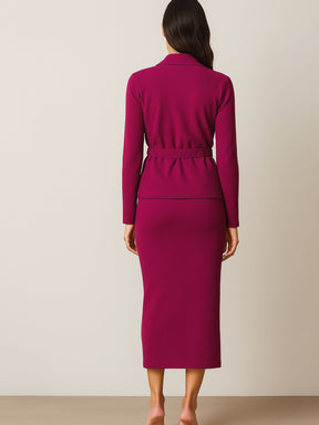 Fuchsia Strappy Bodycon Dress With Shrug-SASSAFRAS