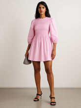 Pink Poplin Smocked Gathered Dress-SASSAFRAS