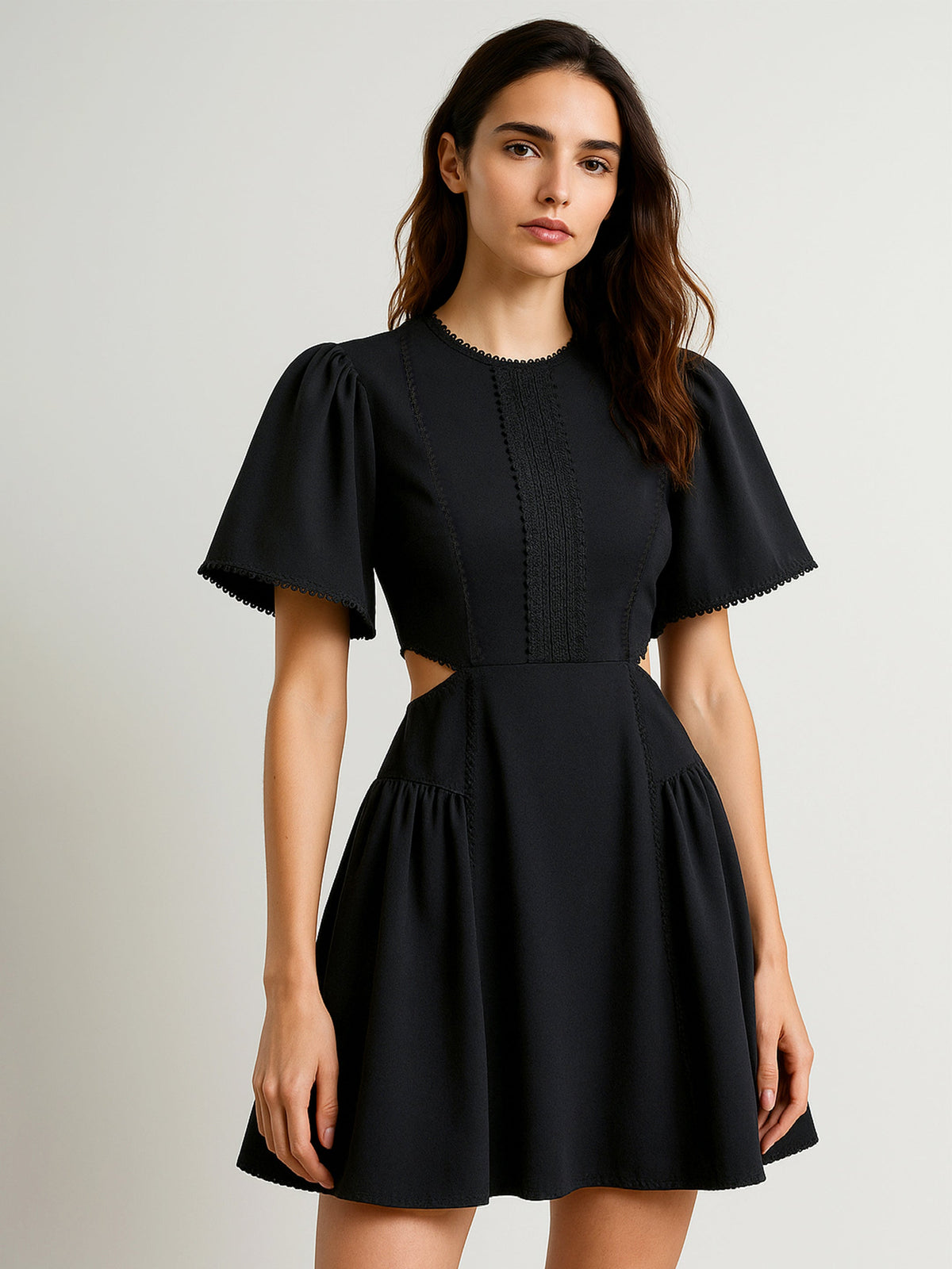 Black Side Cut Out Short Dress-SASSAFRAS