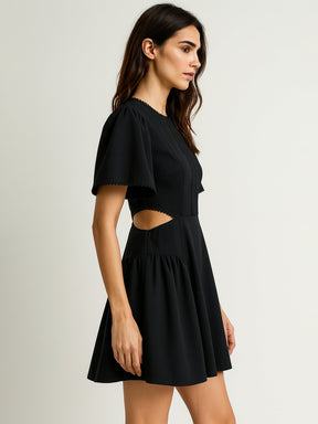 Black Side Cut Out Short Dress-SASSAFRAS