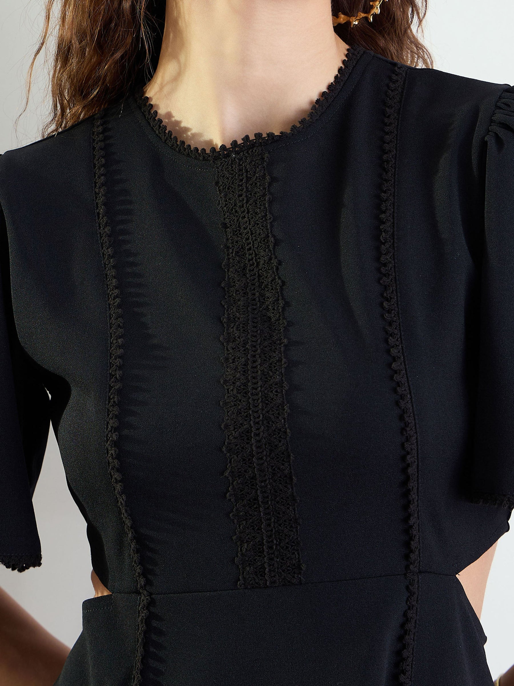 Black Side Cut Out Short Dress-SASSAFRAS