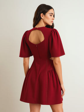 Maroon Side Cut Out Short Dress-SASSAFRAS