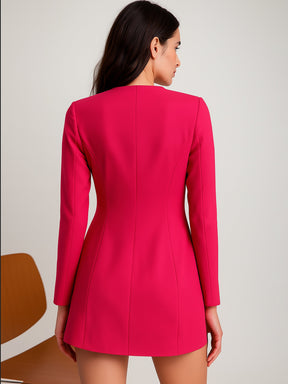 Fuchsia Double Breasted Short Dress-SASSAFRAS