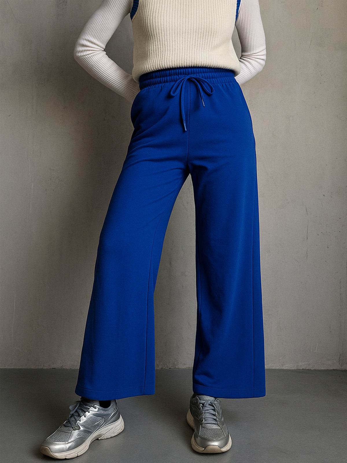 Royal Blue Terry Track Pants -SASSAFRAS