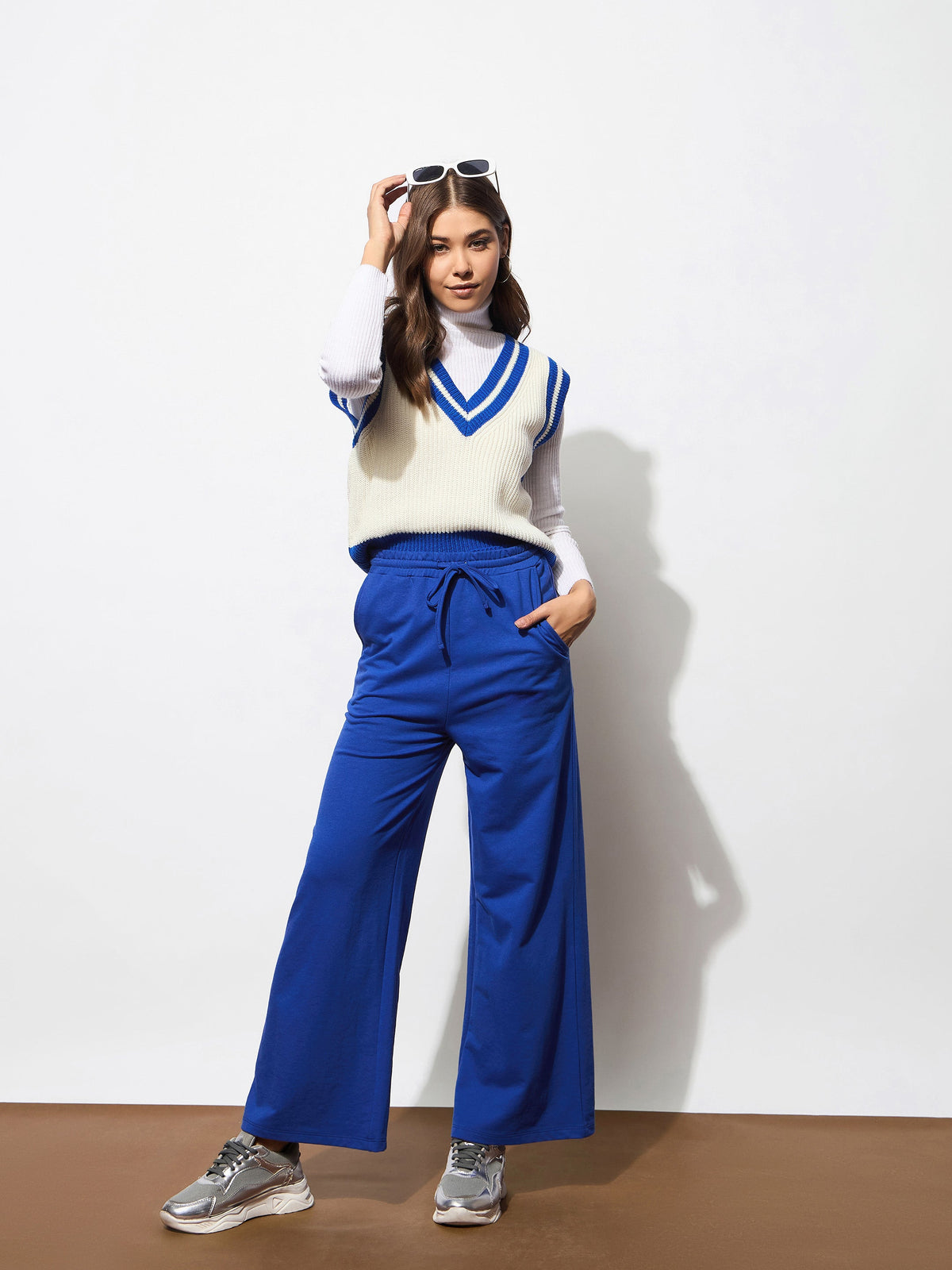 Royal Blue Terry Track Pants -SASSAFRAS
