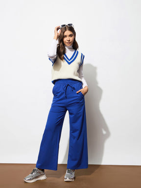 Royal Blue Terry Track Pants -SASSAFRAS