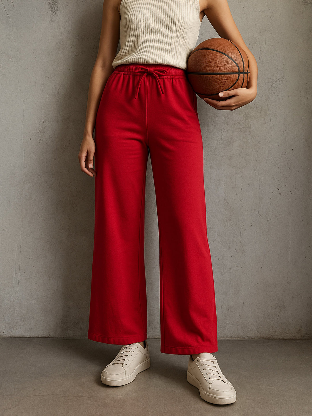 Red Terry Track Pants -SASSAFRAS