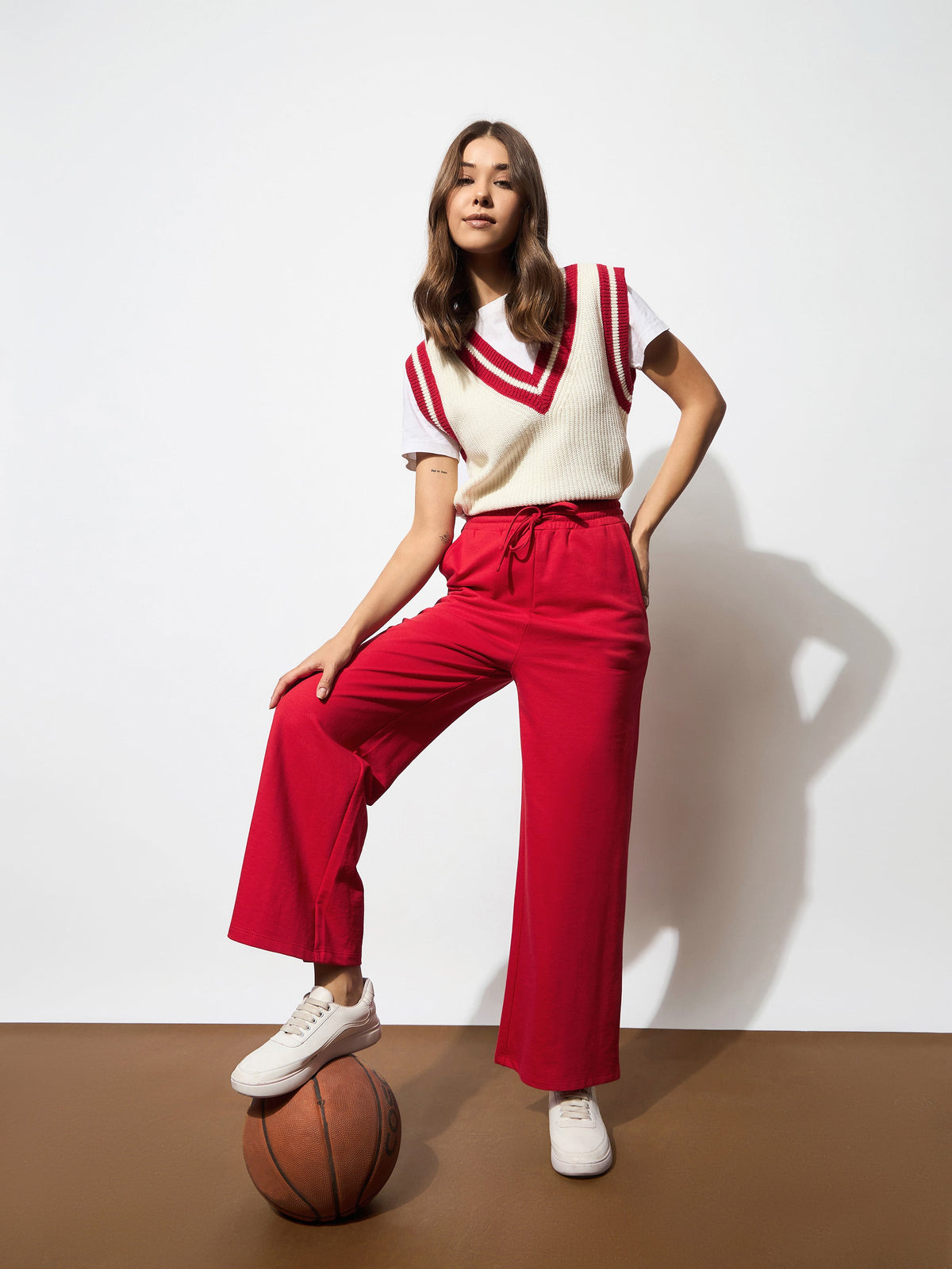 Red Terry Track Pants -SASSAFRAS