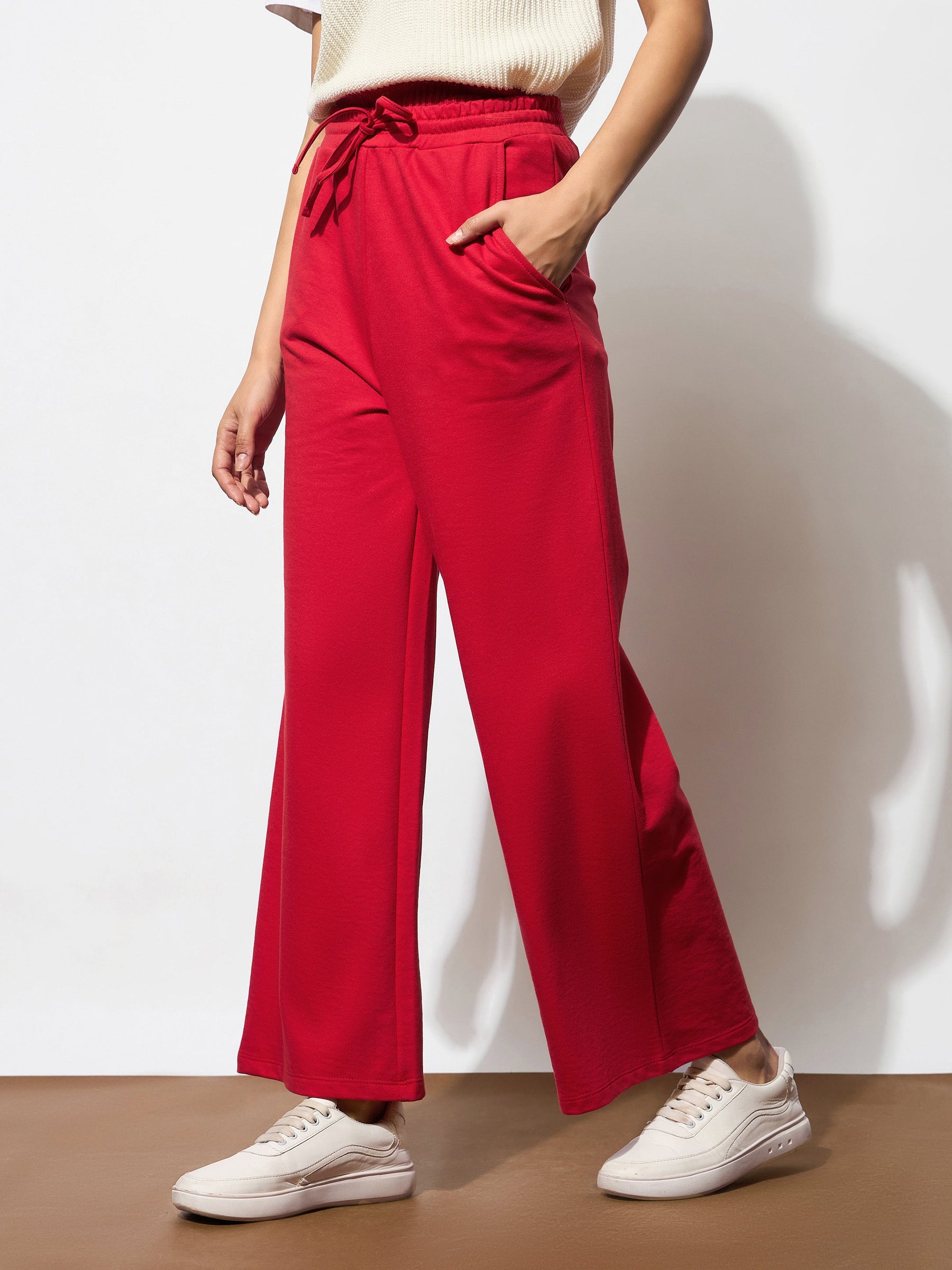 Red Terry Track Pants -SASSAFRAS